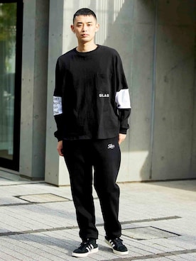 「SILAS（サイラス）のアイテム（Tシャツ/カットソー）」を使った、SILASさん（メンズ・180cm）の冬コーディネート