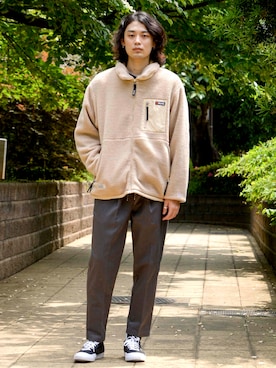 「コラボ」｜「アイテム（その他アウター）」を使った、SILASさん（メンズ・180cm）の秋コーディネート