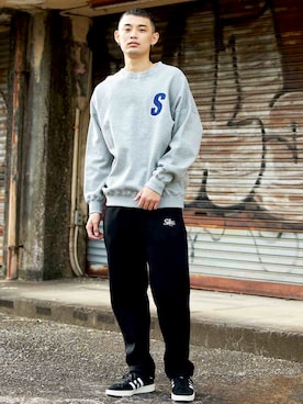 「SILAS（サイラス）のアイテム（スウェットパンツ）」を使った、SILASさん（メンズ・180cm）の秋コーディネート