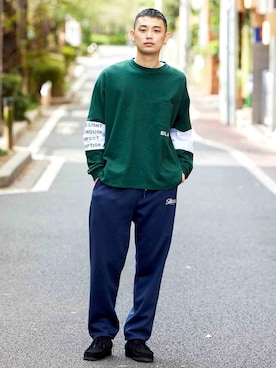 「SILAS（サイラス）のアイテム（スウェットパンツ）」を使った、SILASさん（メンズ・180cm）の秋コーディネート