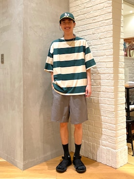 「サンダルに靴下」｜nakajima daisukeさん（メンズ・180cm）の夏コーディネート