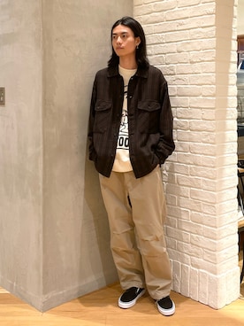 「シャツジャケット」｜「アイテム（スリッポン）」を使った、nakajima daisukeさん（メンズ・180cm）の秋コーディネート