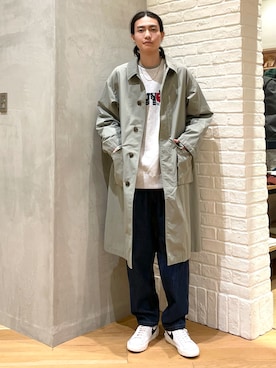 「BEAMS」｜「アイテム（ステンカラーコート）」を使った、nakajima daisukeさん（メンズ・180cm）の冬コーディネート