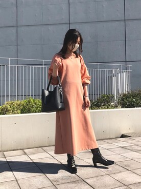 「大学生コーデ」｜「アイテム（ワンピース）」を使った、tkmr1125さん（レディース・160cm）の春コーディネート