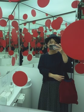 「アイテム（トートバッグ、レッド系）」を使った、ﾌﾟﾚｲﾘｨさん（レディース・163cm）の秋コーディネート