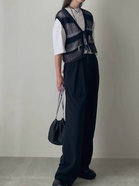 「アイテム（ベスト）」を使った、B.さん（レディース・167cm）の秋コーディネート