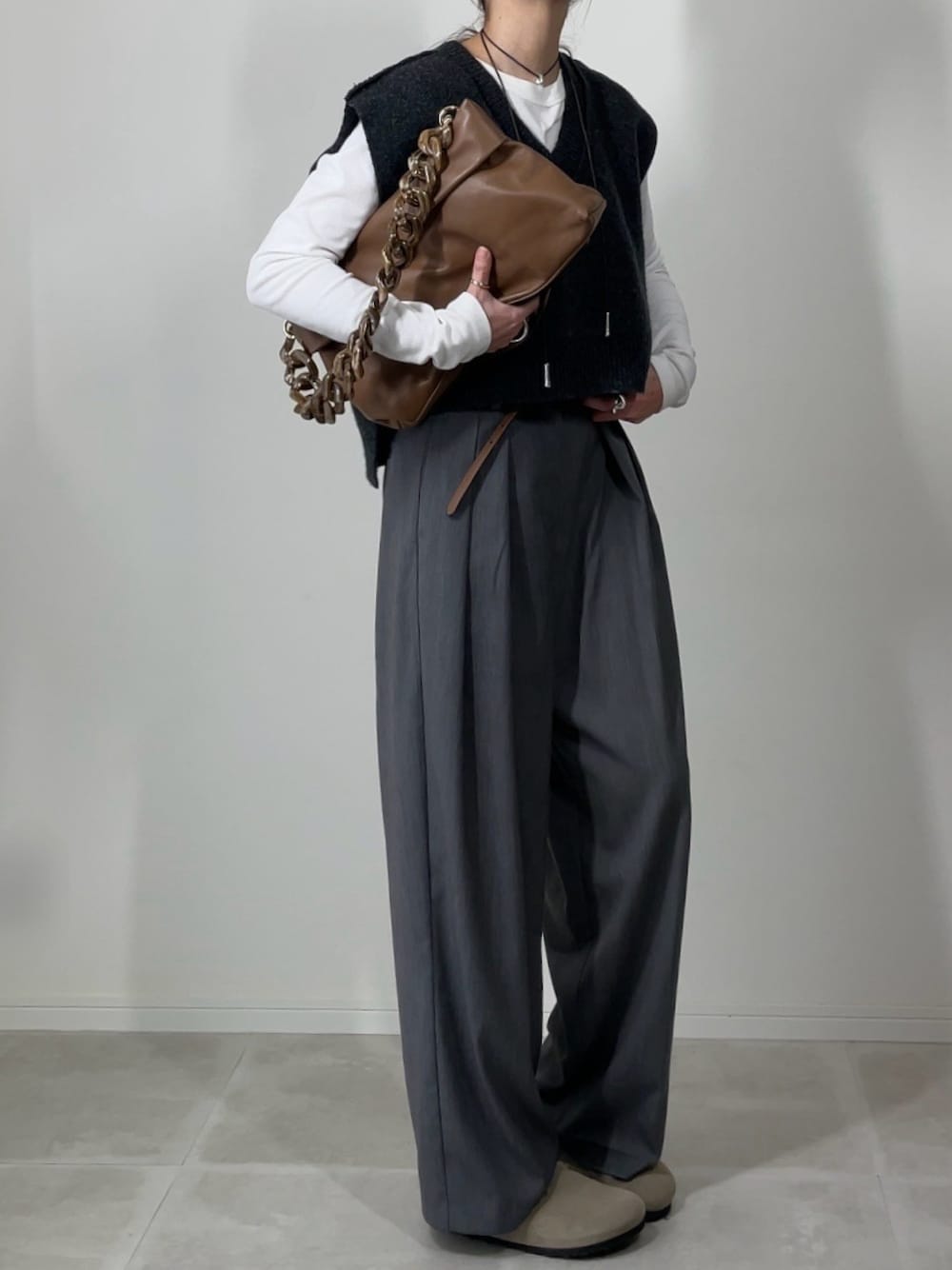 アンヌーク ブラウンベスト anuke】アンヌーク Loop Knit Vest