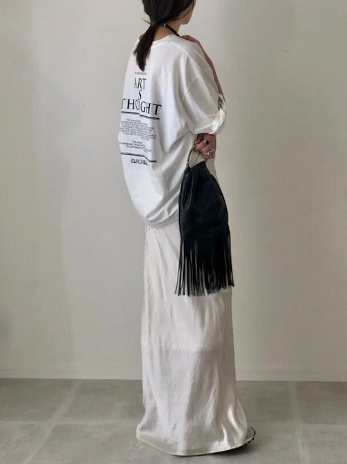 人気の新作 long ace ENOF skirt ロング スカート サテン マキシ 中古通販サイトです ENOF ホワイト skirt long ace ロングスカート