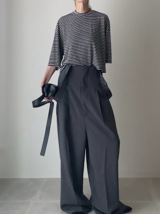 「HANNE(アン)のハーフスリーブボーダーTEE(Tシャツ/カットソー)」を使った、B.さん(レディース・167cm)の夏コーディネート