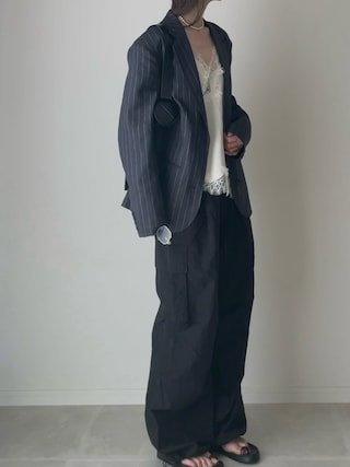 「anuke(アンヌーク)のOver Linen Jacket(テーラードジャケット)」を使った、B.さん(レディース・167cm)の春コーディネート