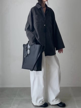 「 hellam(へラム)のピーチ起毛ビッグカフスシャツ(シャツ/ブラウス)」を使った、B.さん(レディース・167cm)の秋コーディネート
