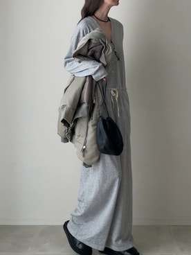 「ワイドパンツ」｜「アイテム（つなぎ/オールインワン）」を使った、B.さん（レディース・167cm）の秋コーディネート