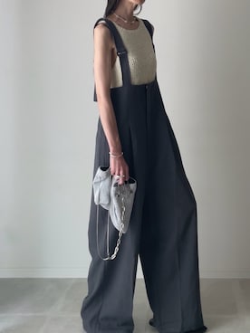 「TODAYFUL（トゥデイフル）のBulky Knit Tanktop（タンクトップ、ホワイト系）」を使った、B.さん（レディース・167cm）の夏コーディネート