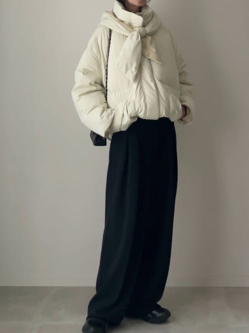 Hoodie Scarf Middle Down Coat/フーディマフラーミドルダウンコート