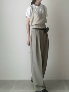 「Lynn.（リン）のSunday（Tシャツ/カットソー、ホワイト系）」を使った、B.さん（レディース・167cm）の春コーディネート
