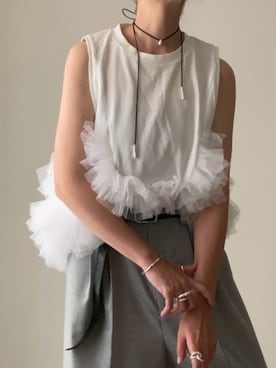 「LA BELLE ETUDE（ラベルエチュード）のアイテム（Tシャツ/カットソー）」を使った、B.さん（レディース・167cm）の夏コーディネート