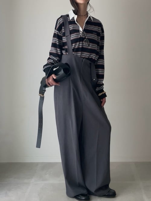 「PRANK PROJECT(プランクプロジェクト)の【2026Autumn Pre-Order】クロップドラグビーシャツ / Cropped Rugby Shirt(ポロシャツ)」を使った、B.さん(レディース・167cm)の秋コーディネート