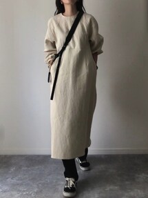 【新品タグ付き】6（ROKU）ワンピース DOBBY DRESS ブラック 6（ロク）の「＜6(ROKU)＞COTTON DOBBY DRESS 2/ワンピース