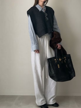 「anuke（アンヌーク）のEco Minkfur Jacket（テーラードジャケット）」を使った、B.さん（レディース・167cm）の冬コーディネート