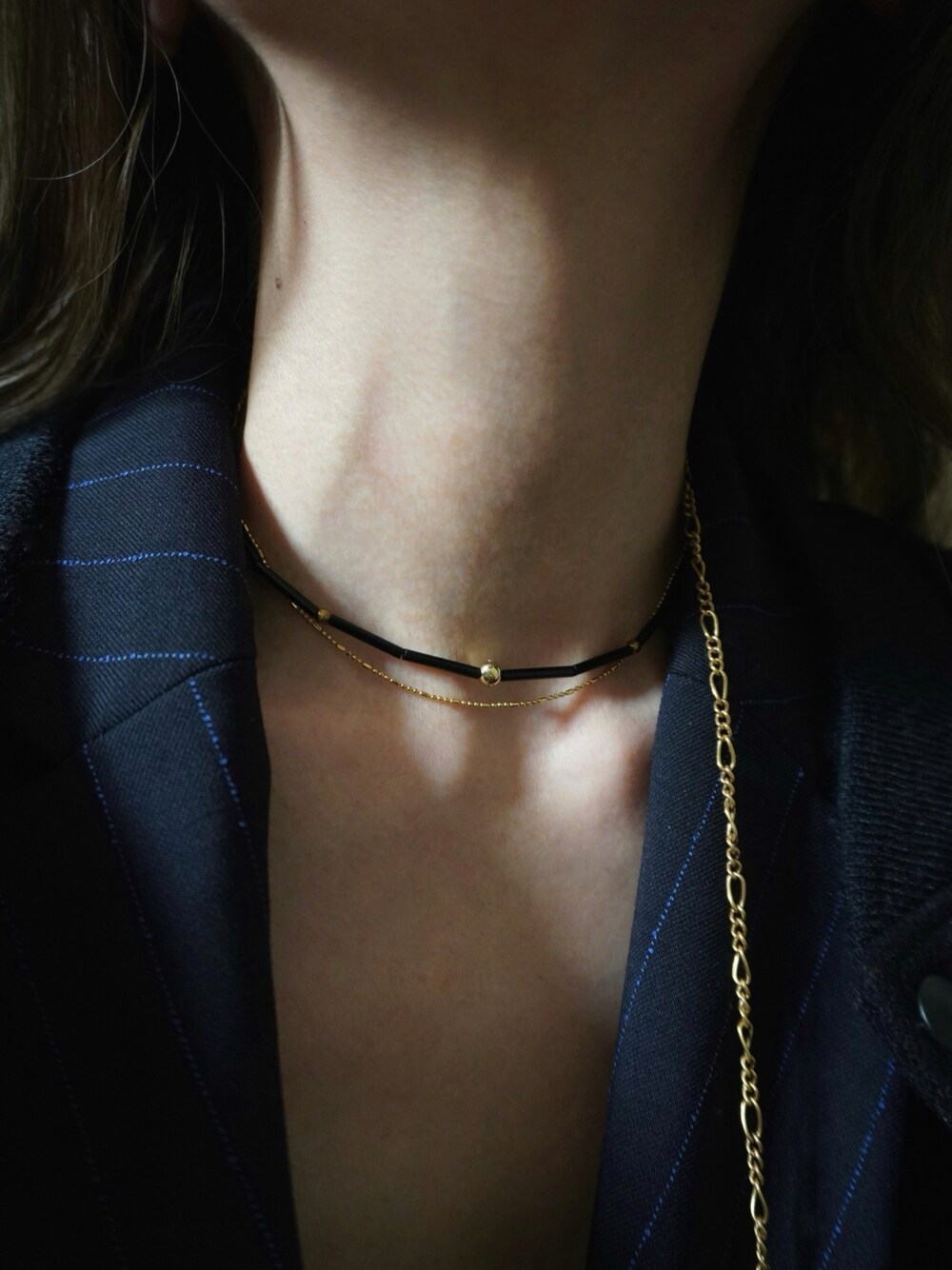 bamboo & chain necklace／3way レイヤード ネックレスを使った人気 