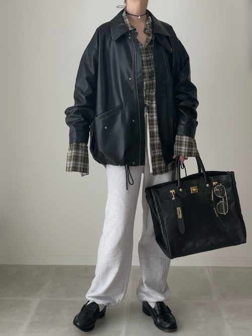 ER /model Emma フェイクレザージャケット【Green】 ELENCARE DUE フェイクレザーカバーオール/Green Parks（グリーン