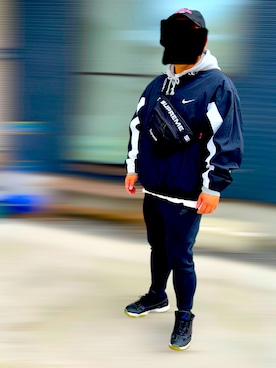 「アイテム（ナイロンジャケット）」を使った、factさん（メンズ・173cm）の冬コーディネート