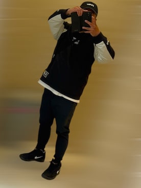 「EXAMPLE（エグザンプル）のアイテム（ジャケット/アウター）」を使った、factさん（メンズ・173cm）の春コーディネート