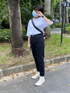 「PULL&BEAR（プルアンドベア）のアイテム（パンツ）」を使った、兎さんさん（レディース・166cm）の夏コーディネート