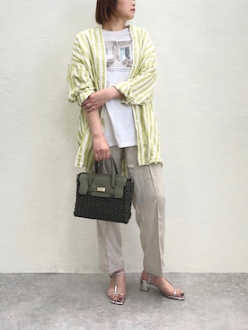 「アイテム（かごバッグ）」を使った、sakaiさん（レディース・161cm）の春コーディネート
