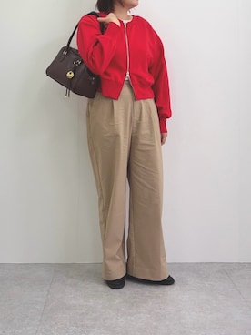 「アイテム（ボストンバッグ）」を使った、sakaiさん（レディース・161cm）の秋コーディネート