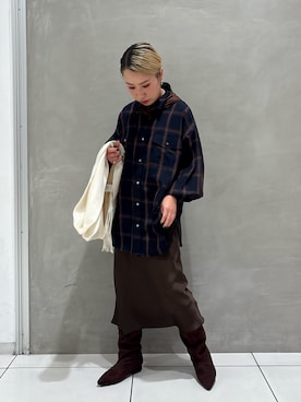 「アイテム（バンダナ/スカーフ）」を使った、misaさん（レディース・152cm）の冬コーディネート