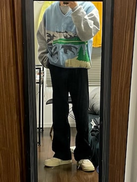 「FRUIT OF THE LOOM（フルーツオブザルーム）のアイテム（スウェット）」を使った、YAMAさん（メンズ・168cm）の春コーディネート