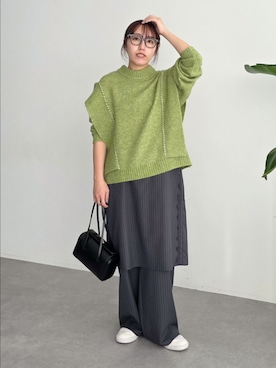 「アイテム（ジャンパースカート）」を使った、manaCAさん（レディース・151cm）の冬コーディネート