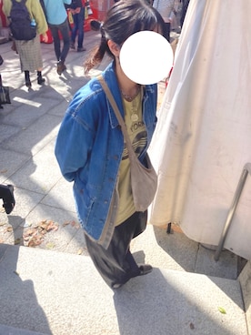 「UNIQLO（ユニクロ）のアイテム（デニムジャケット、ブルー系）」を使った、あんさん（レディース・154cm）の春コーディネート