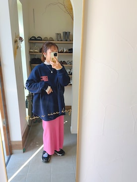 「reca（レカ）のスウェットカットソー（スウェット、ブルー系）」を使った、か な こ 。さん（レディース・157cm）の春コーディネート