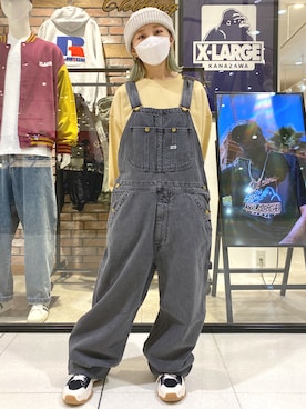 「XLARGE（エクストララージ）のアイテム（オールインワン・サロペット）」を使った、みっちゃんさん（レディース・144cm）の秋コーディネート