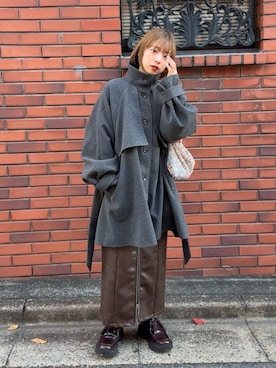 「tiptop（ティップトップ）のアイテム（トレンチコート）」を使った、おまりさん（レディース・150cm）の冬コーディネート