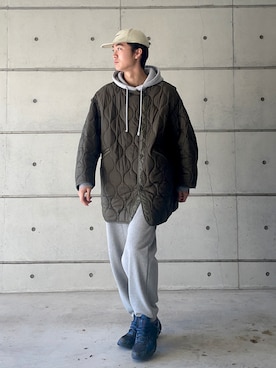「キルティングジャケット」｜「アイテム（モッズコート）」を使った、Ryoさん（メンズ・175cm）の冬コーディネート