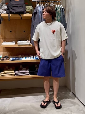 「HEREIAM（ヘレイアム）のアイテム（パンツ）」を使った、ゆーーーとさん（メンズ・173cm）の春コーディネート