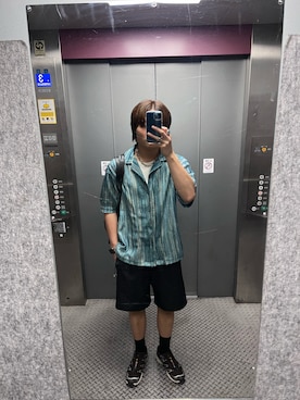 「アイテム（スニーカー、ブラウン系）」を使った、ゆーーーとさん（メンズ・173cm）の夏コーディネート