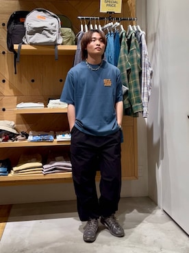 「BAYFLOW（ベイフロー）のアイテム（カーゴパンツ）」を使った、ゆーーーとさん（メンズ・173cm）の春コーディネート