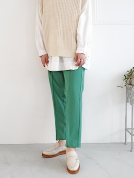 「カラー×コーデ」｜「アイテム（ローファー）」を使った、MODE KAORIさん（レディース・163cm）の春コーディネート