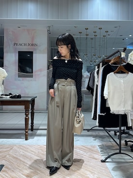 「CAPRICIEUX LE'MAGE（カプリシューレマージュ）の【riho企画】ドットドレープロンT（Tシャツ/カットソー、ブラック系）」を使った、yuppy_lemage🍊さん（レディース・160cm）の夏コーディネート