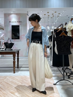 「CAPRICIEUX LE'MAGE（カプリシューレマージュ）のニュアンスバックルベルト（ベルト、ブラック系）」を使った、yuppy_lemage🍊さん（レディース・160cm）の夏コーディネート