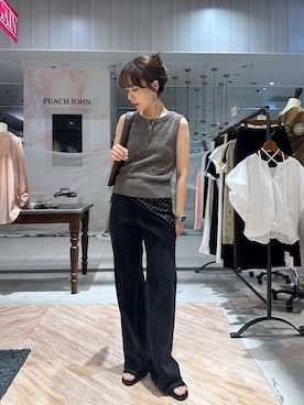 「CAPRICIEUX LE'MAGE（カプリシューレマージュ）のシルバードットスラブタンク（Tシャツ/カットソー、グレー系）」を使った、yuppy_lemage🍊さん（レディース・160cm）の夏コーディネート
