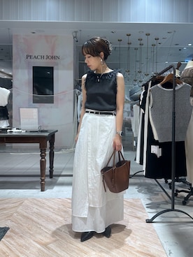 「CAPRICIEUX LE'MAGE（カプリシューレマージュ）のチュールフリルリブタンク（Tシャツ/カットソー、グレー系）」を使った、yuppy_lemage🍊さん（レディース・160cm）の夏コーディネート