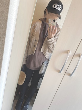 「アイテム（カーディガン/ボレロ、ブラウン系）」を使った、rinapさん（レディース・153cm）の秋コーディネート