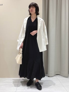 「MARIHA（マリハ）の【MARIHA／マリハ】夏の月影のドレス ノースリーブ（ワンピース、ブラック系）」を使った、SAYAKAさん（レディース・165cm）の春コーディネート