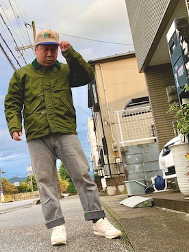 「アイテム（ミリタリージャケット）」を使った、Nitakさん（メンズ・164cm）の秋コーディネート