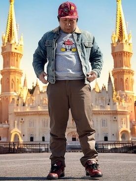 「Disney（ディズニー）のアイテム」を使った、Nitakさん（メンズ・164cm）の冬コーディネート